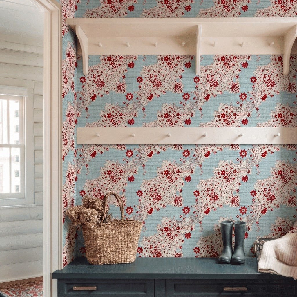 Paisley House Faux Grasscloth Wallpaper - Painted Paper