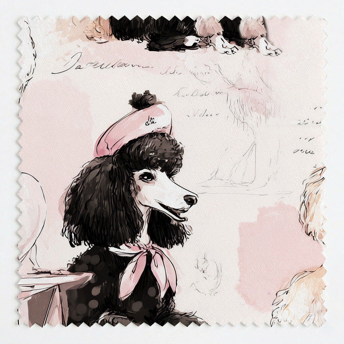 Parisian Poodles - Fabric - Painted Paper