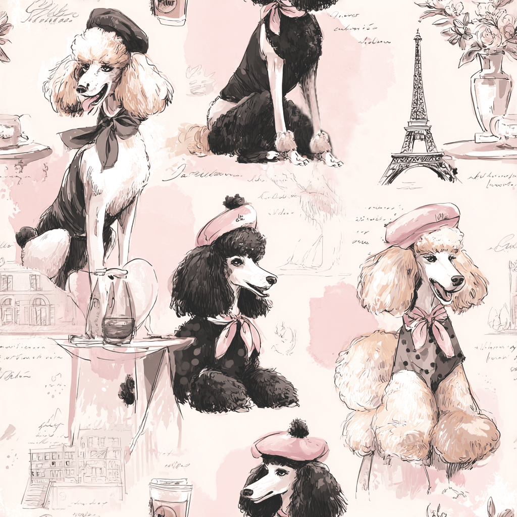 Parisian Poodles Wallpaper - Painted Paper