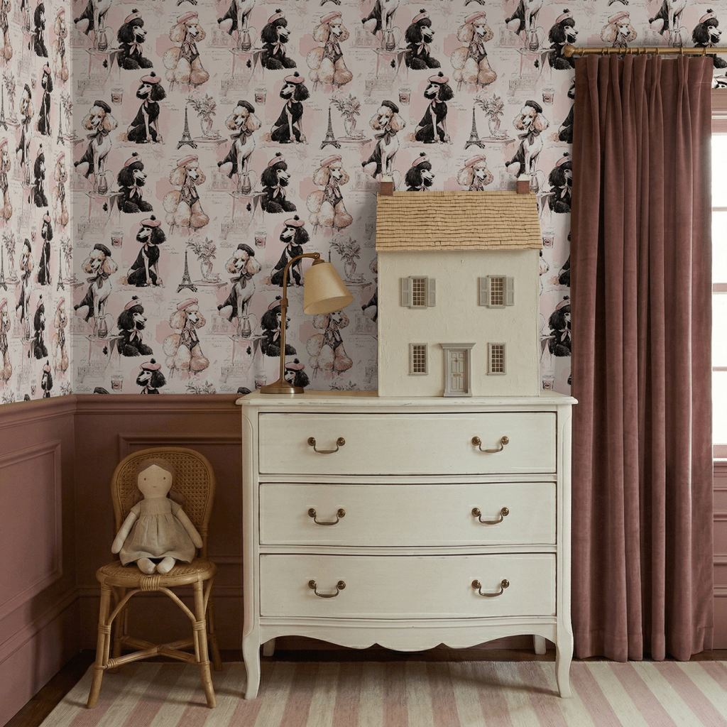 Parisian Poodles Wallpaper - Painted Paper