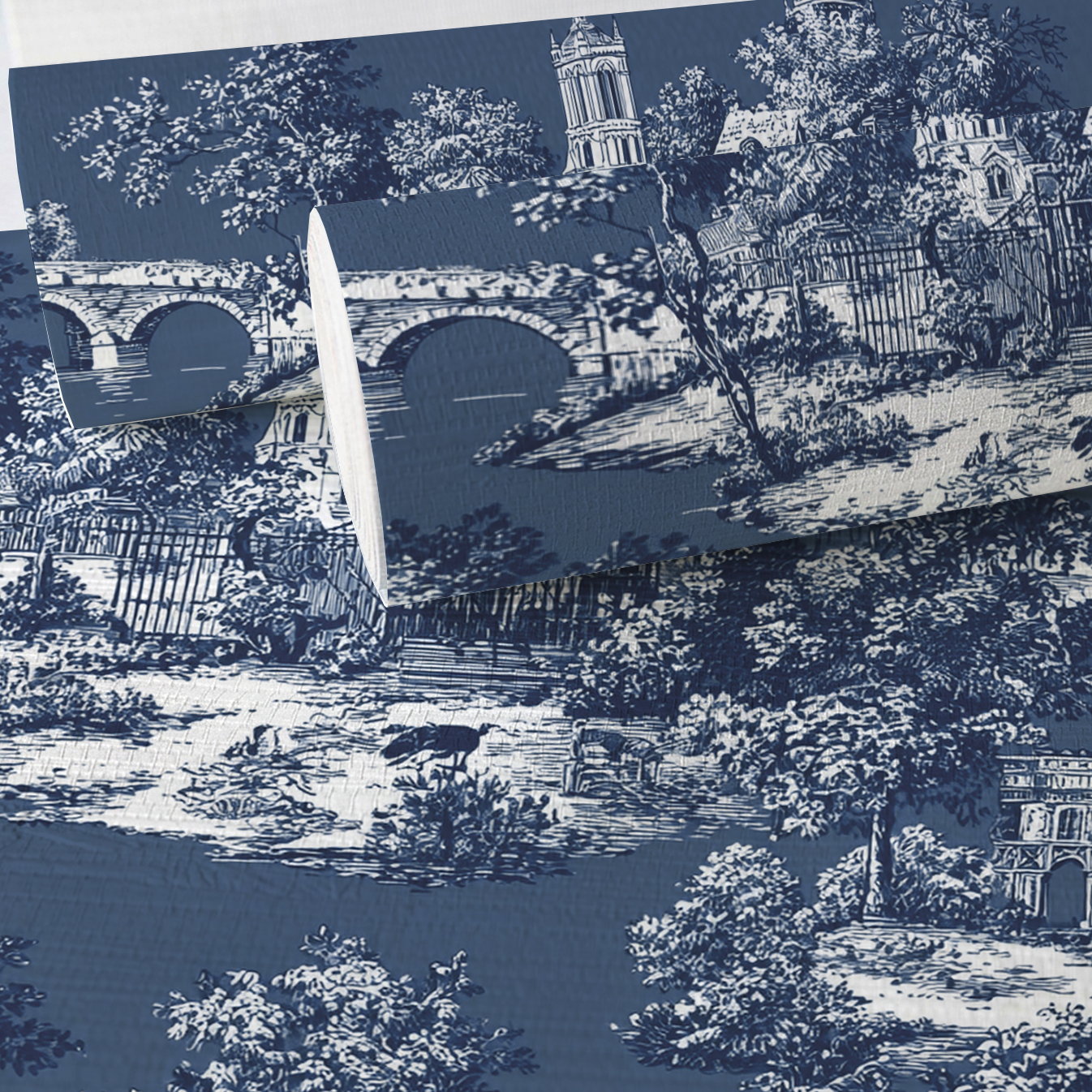 Parisian Stroll Toile Faux Grasscloth Wallpaper