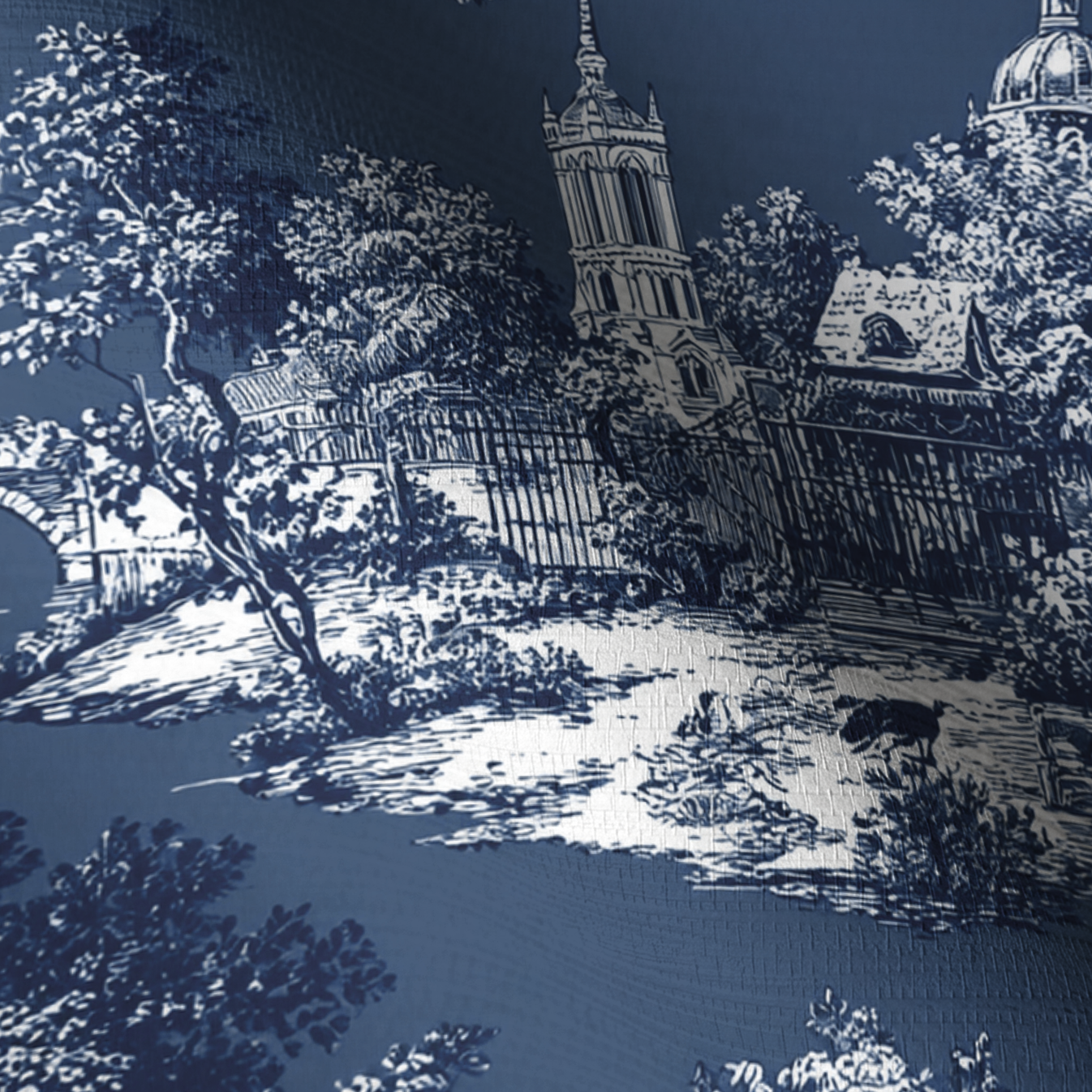 Parisian Stroll Toile Faux Grasscloth Wallpaper