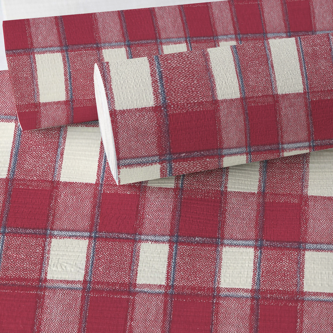 Patchwork Gingham Faux Grasscloth Wallpaper