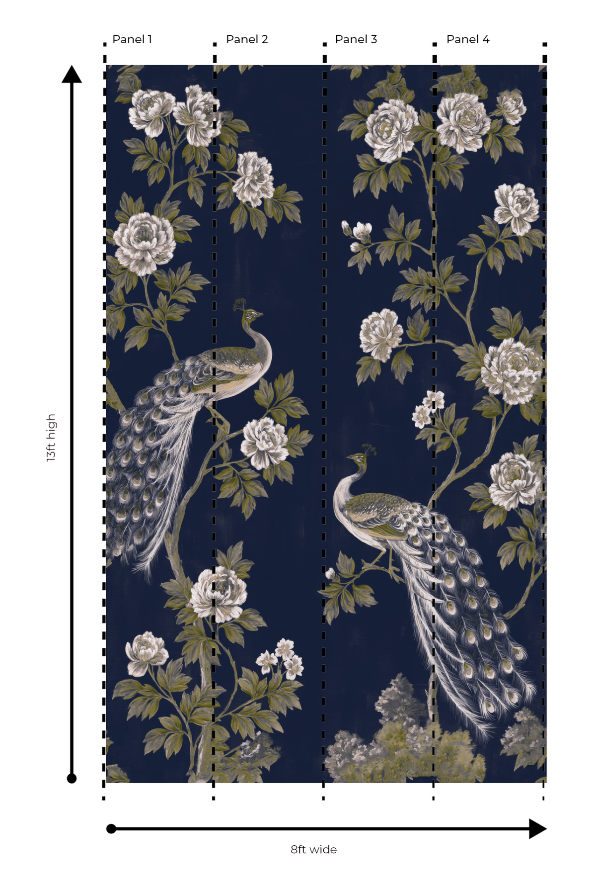 Peacock Elegance - Wall Mural - Painted Paper
