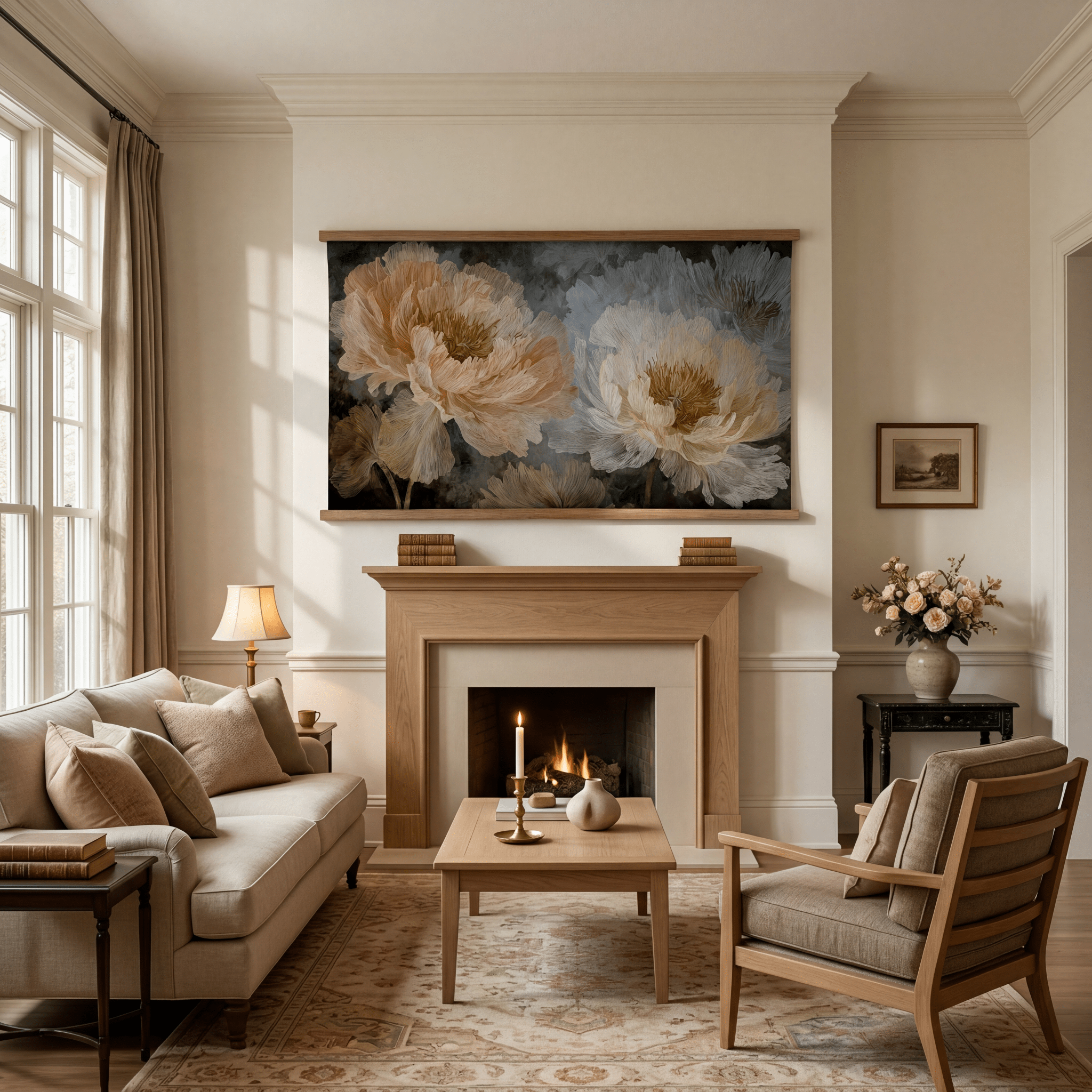 Peony Portrait - Tapestry - Painted Paper