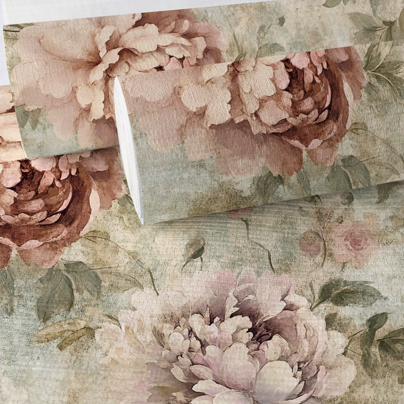 Peony Whispers Faux Grasscloth Wallpaper