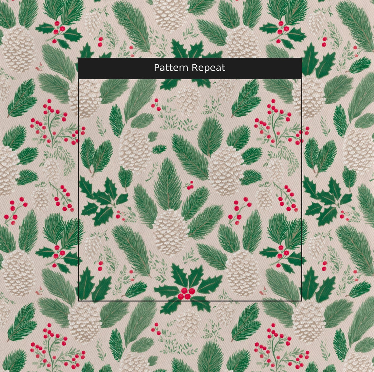 Peppermint Pine - Fabric - Painted Paper