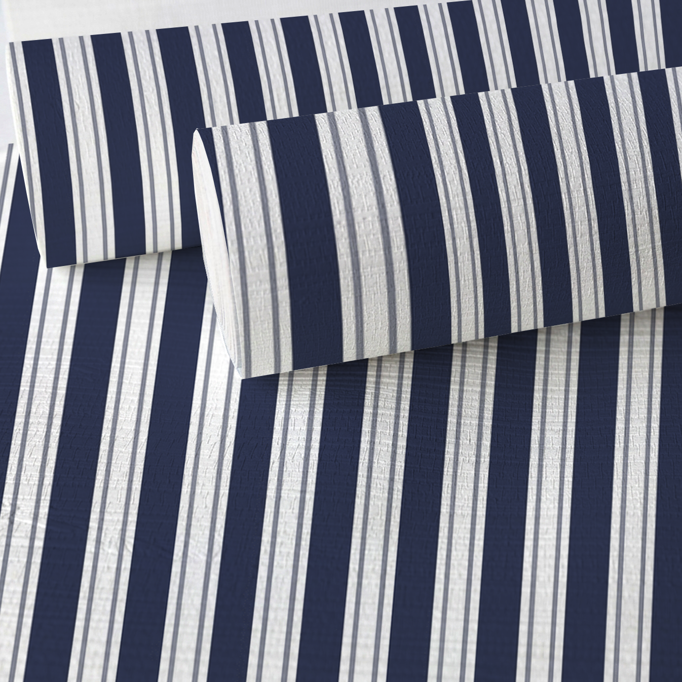 Pinstripe Blues Faux Grasscloth Wallpaper