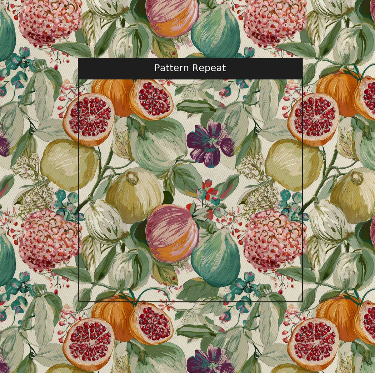 Pomegranate & Petals - Fabric - Painted Paper