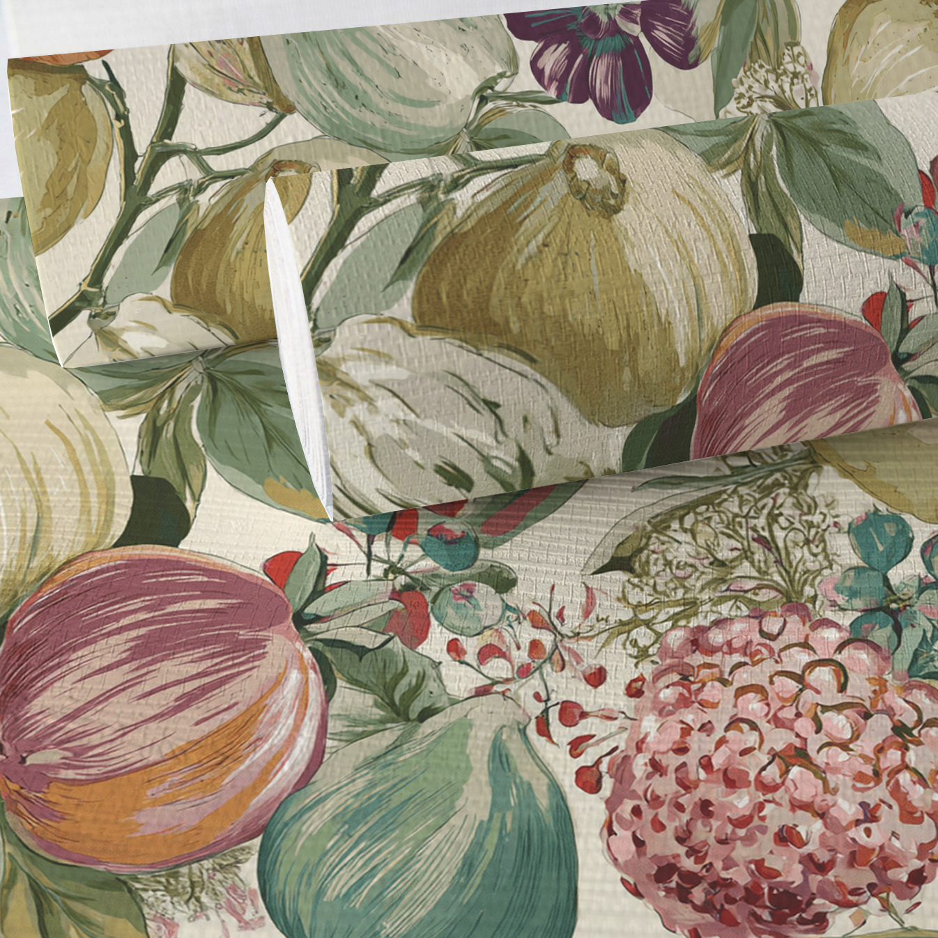 Pomegranate & Petals Faux Grasscloth Wallpaper