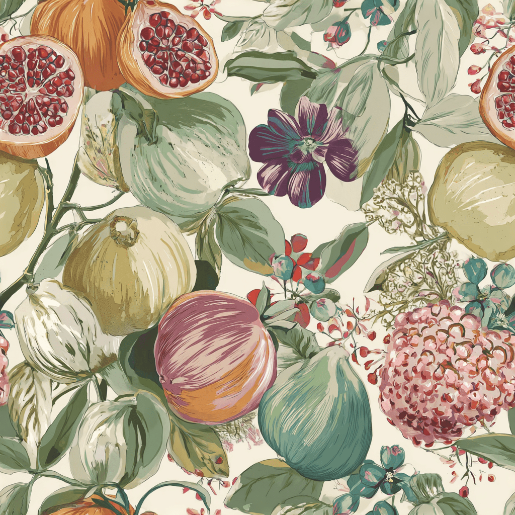 Pomegranate & Petals Wallpaper - Painted Paper