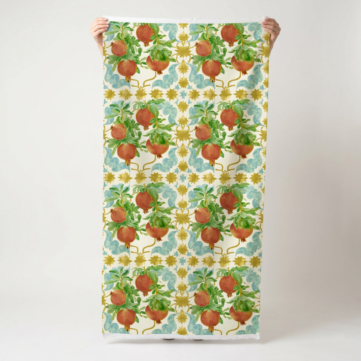 Pomegranate Postcard - Fabric - Painted Paper