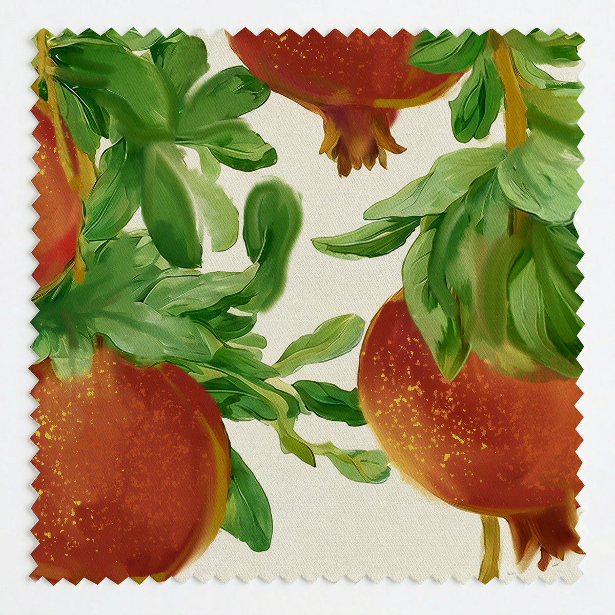 Pomegranate Postcard - Fabric - Painted Paper