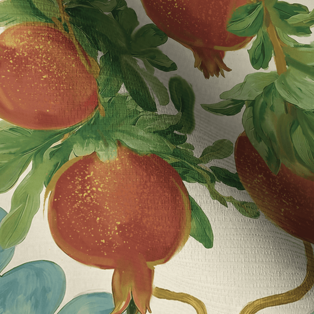 Pomegranate Postcard Faux Grasscloth Wallpaper - Painted Paper