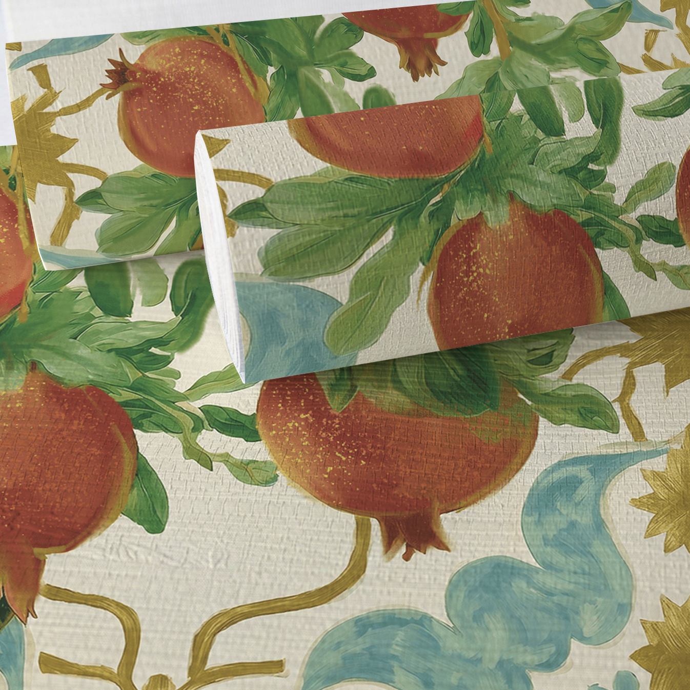 Pomegranate Postcard Faux Grasscloth Wallpaper