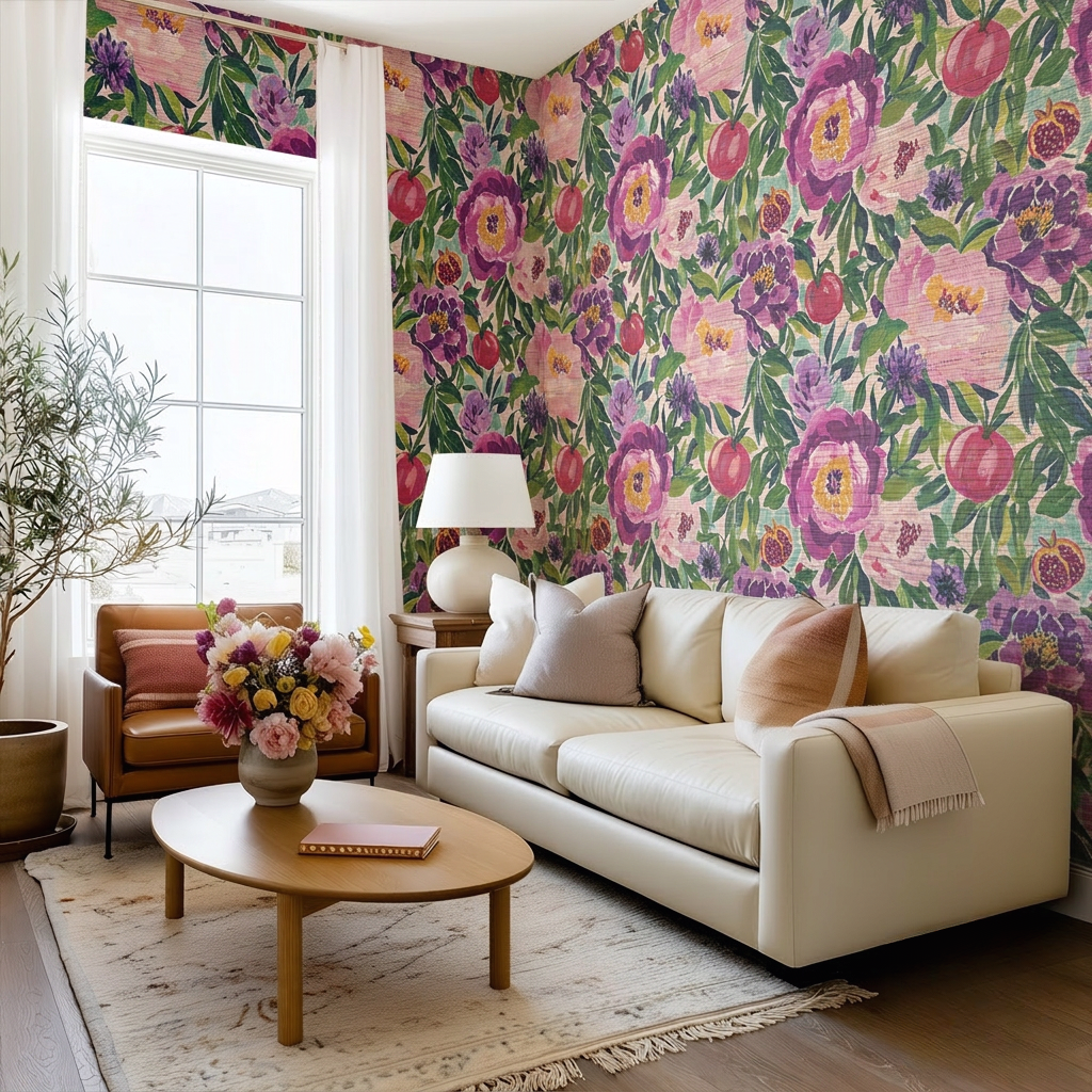 Pommes Faux Grasscloth Wallpaper - Painted Paper