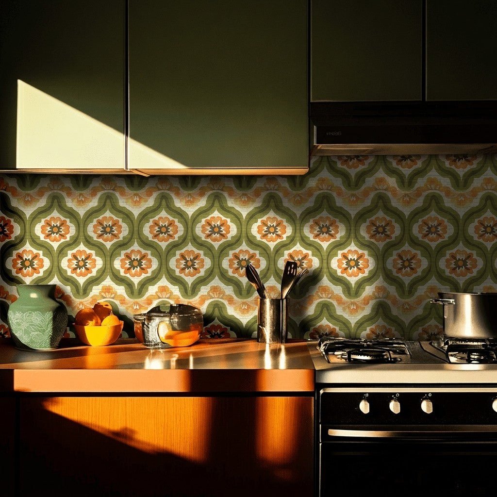 Psychedelia Faux Grasscloth Wallpaper - Painted Paper