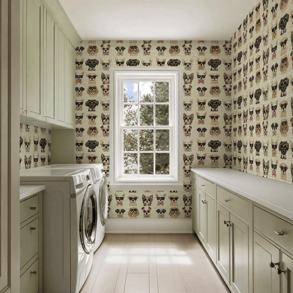 Pup-arazzi Faux Grasscloth Wallpaper - Painted Paper
