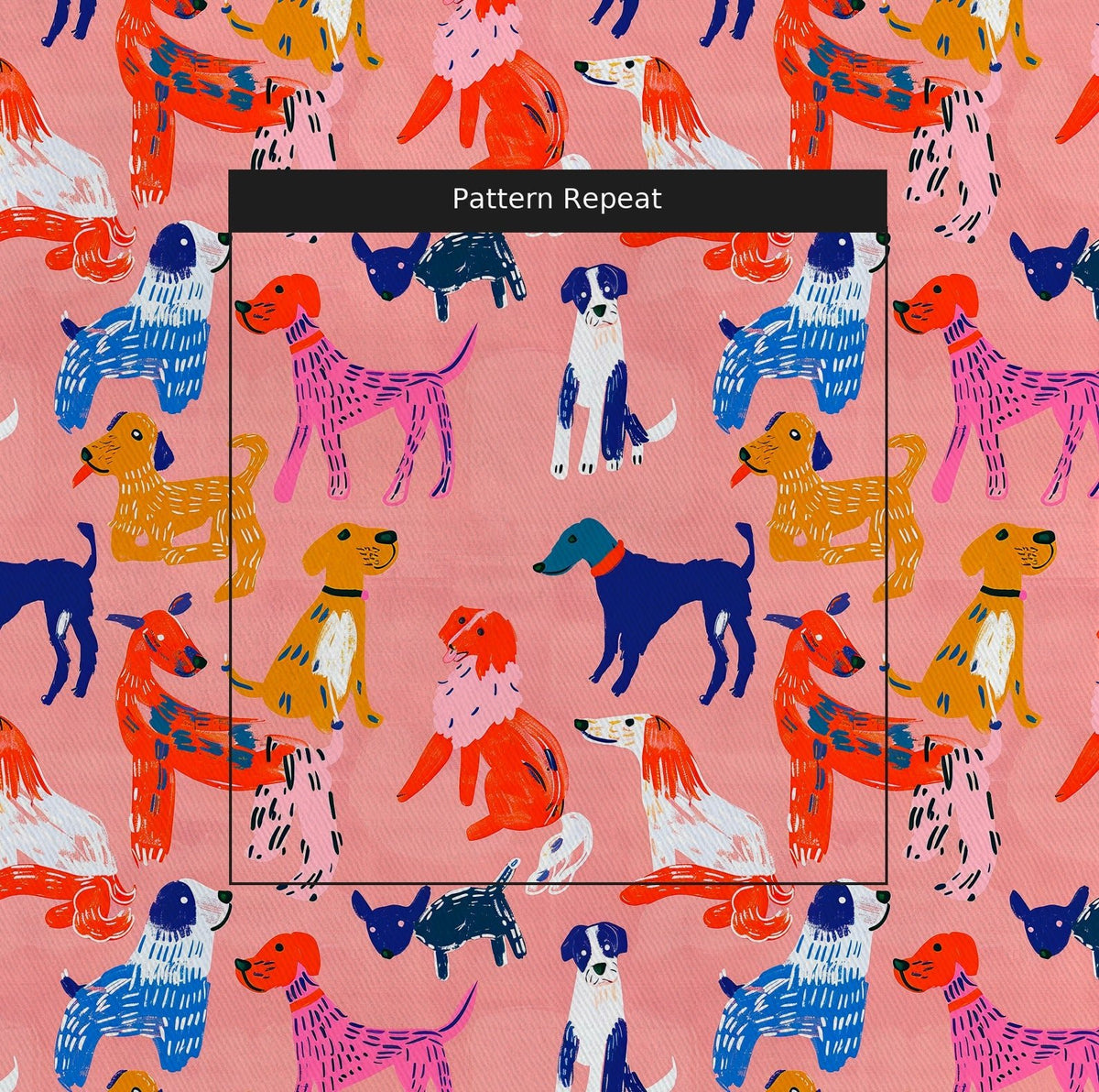 Puppy Parade - Fabric - Painted Paper