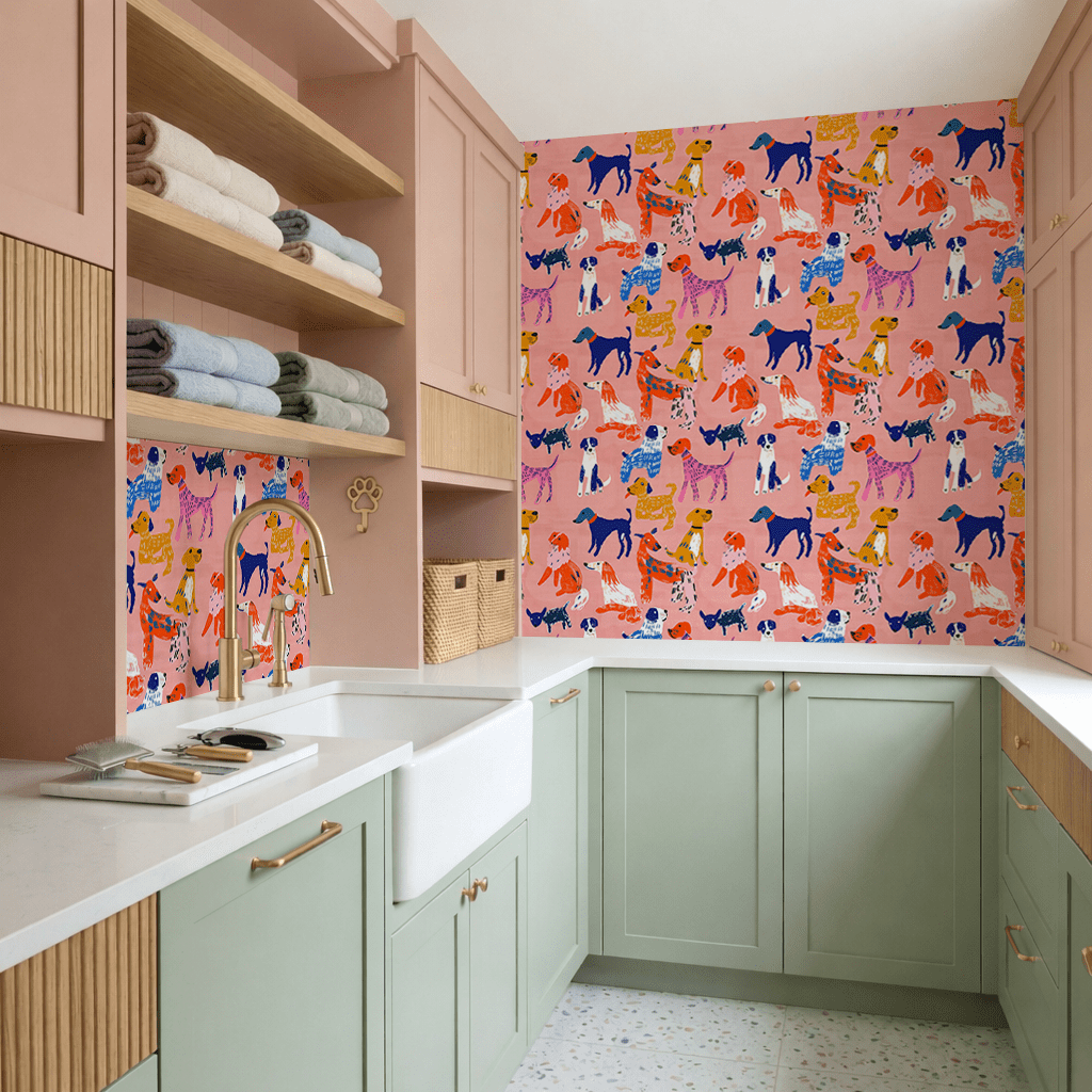 Puppy Parade Wallpaper - Painted Paper