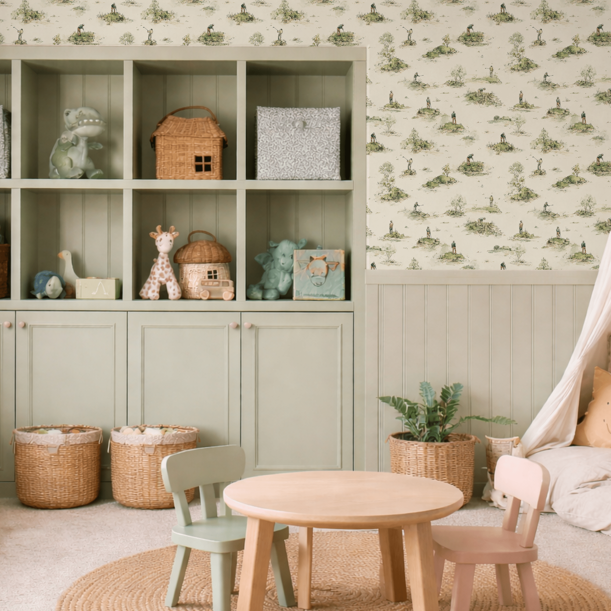 Quiet Round Wallpaper - Painted Paper