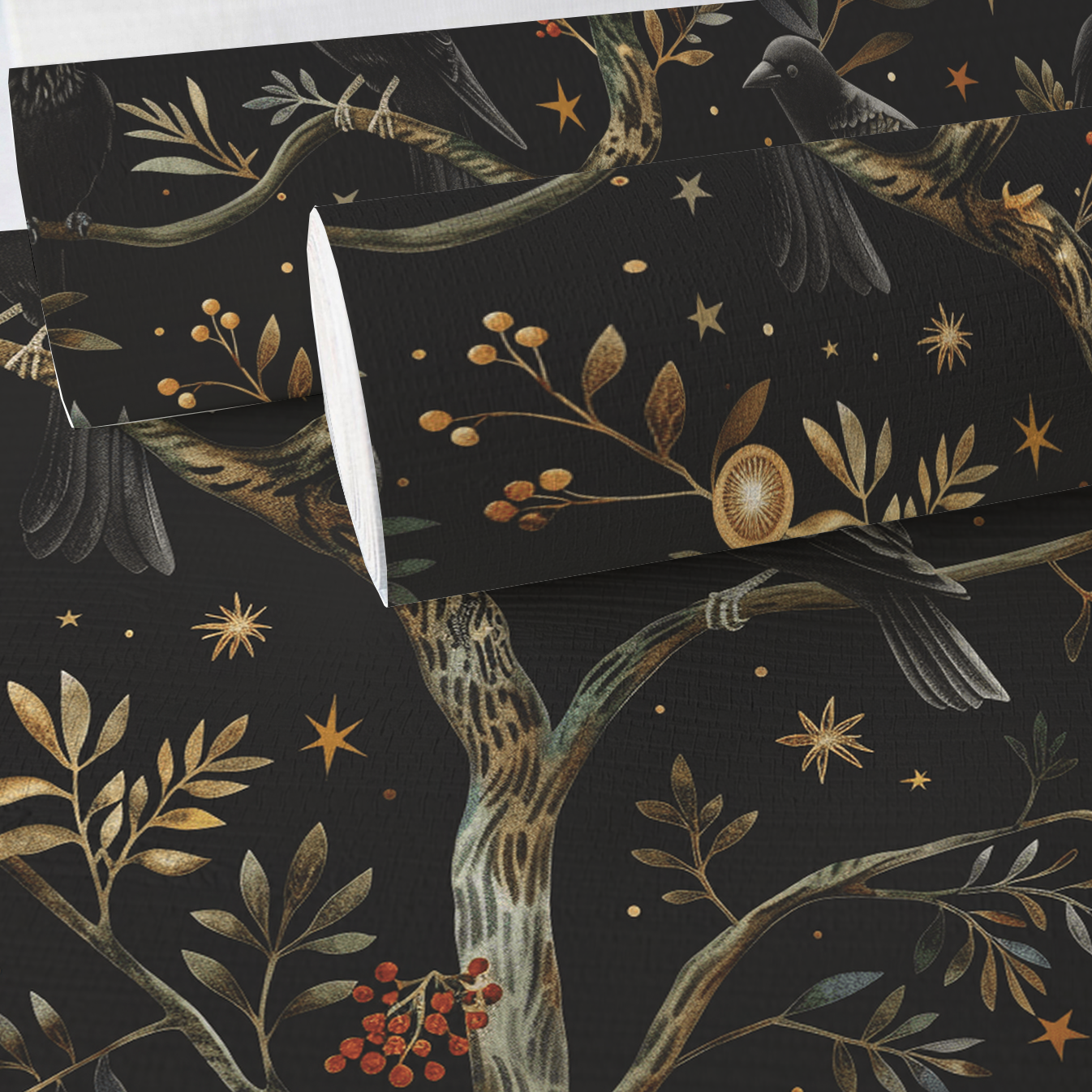 Ravens of Blackwood Faux Grasscloth Wallpaper