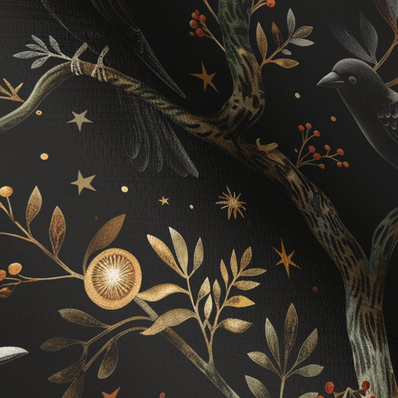 Ravens of Blackwood Faux Grasscloth Wallpaper