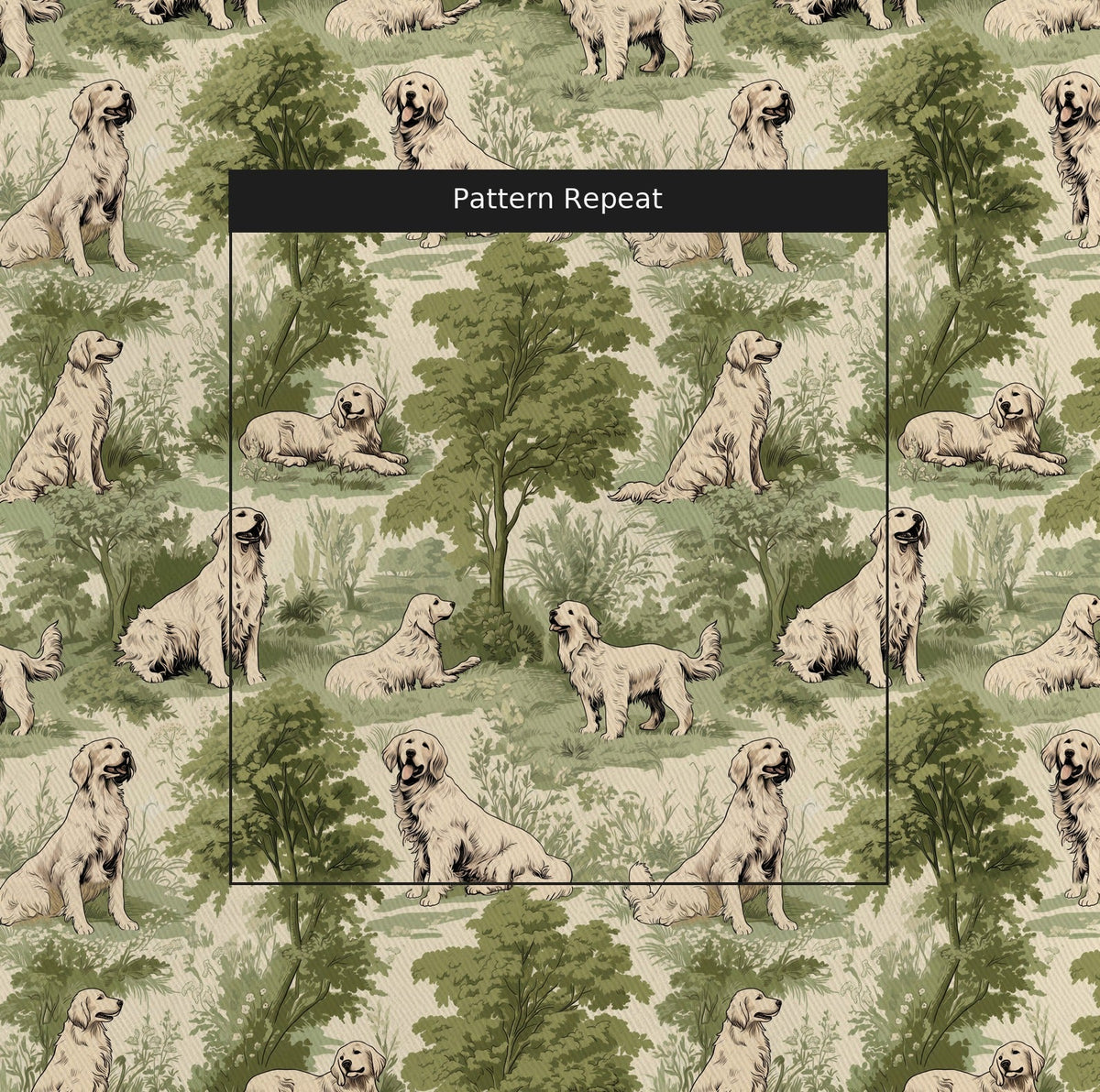 Retriever Toile Ink - Fabric - Painted Paper