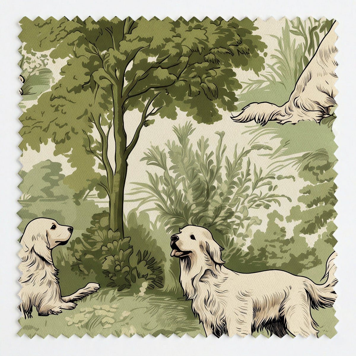 Retriever Toile Ink - Fabric - Painted Paper