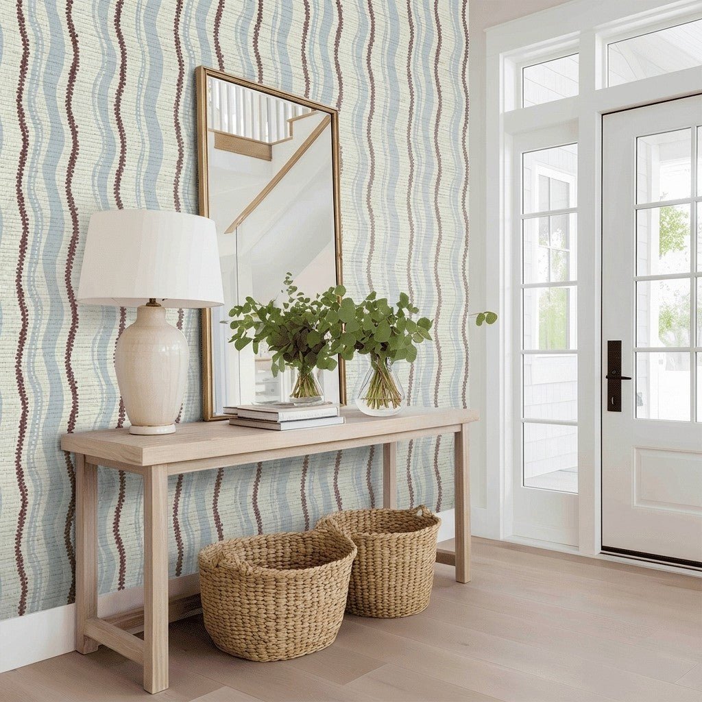 Riviera Stripe Faux Grasscloth Wallpaper - Painted Paper
