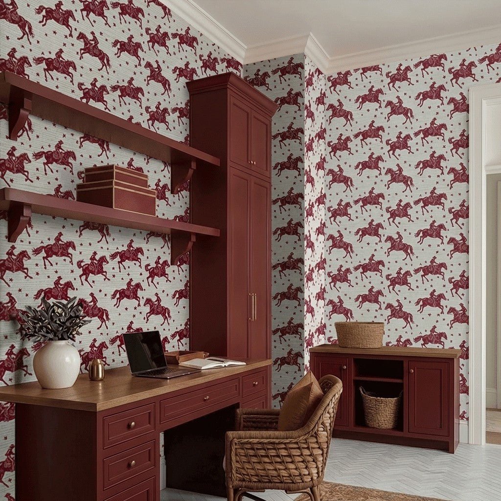 Rodeo Sky Faux Grasscloth Wallpaper - Painted Paper