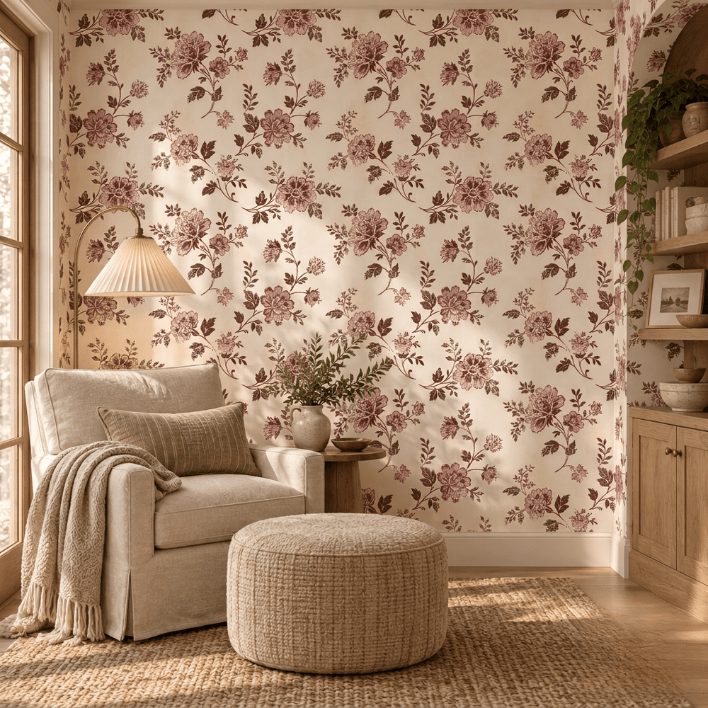 Rosalind Faded Peony Wallpaper - Painted Paper