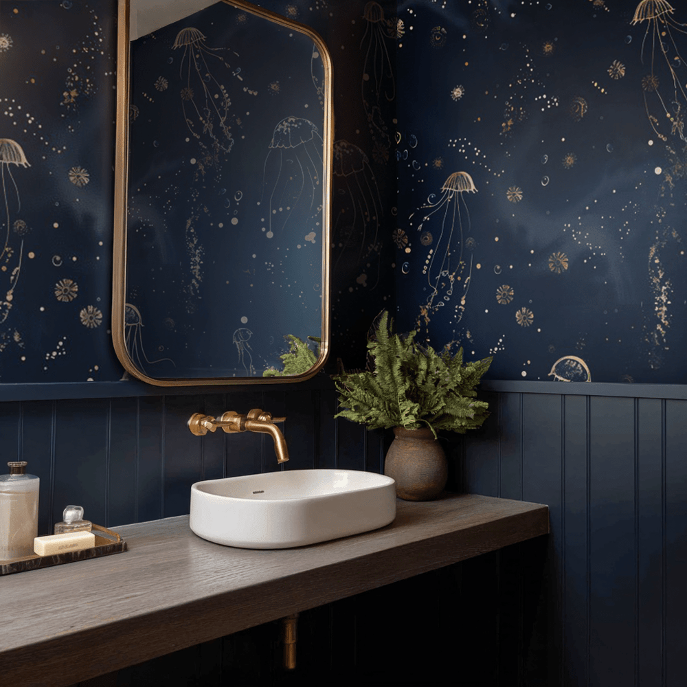 Roxanna Deep Sea Wallpaper - Painted Paper