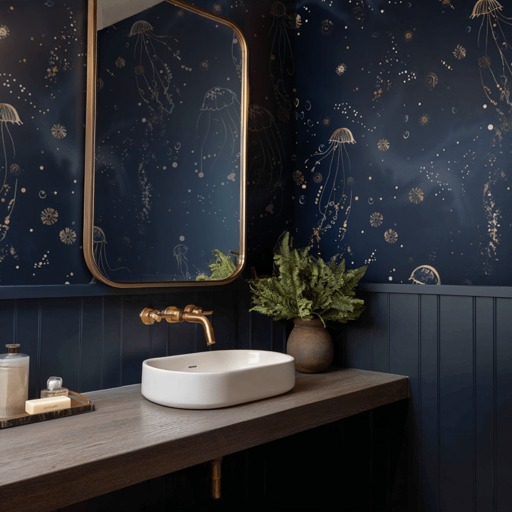Roxanna Deep Sea Wallpaper - Painted Paper