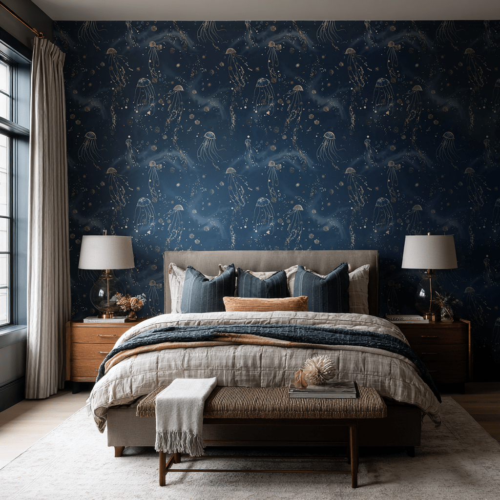 Roxanna Deep Sea Wallpaper - Painted Paper