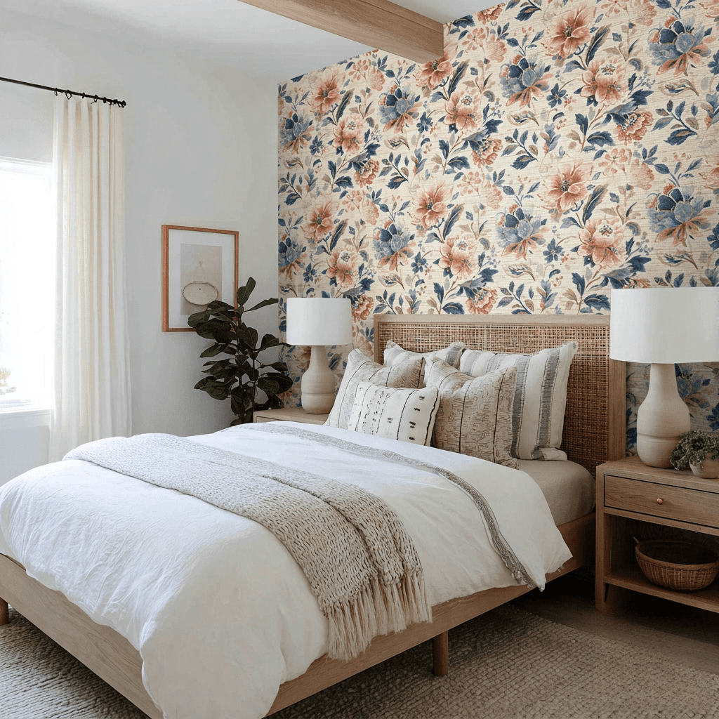Rust & Rose Faux Grasscloth Wallpaper - Painted Paper