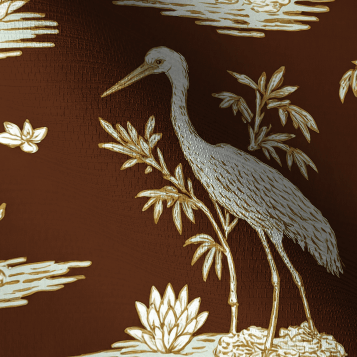 Sandhill Cranes Faux Grasscloth Wallpaper - Painted Paper