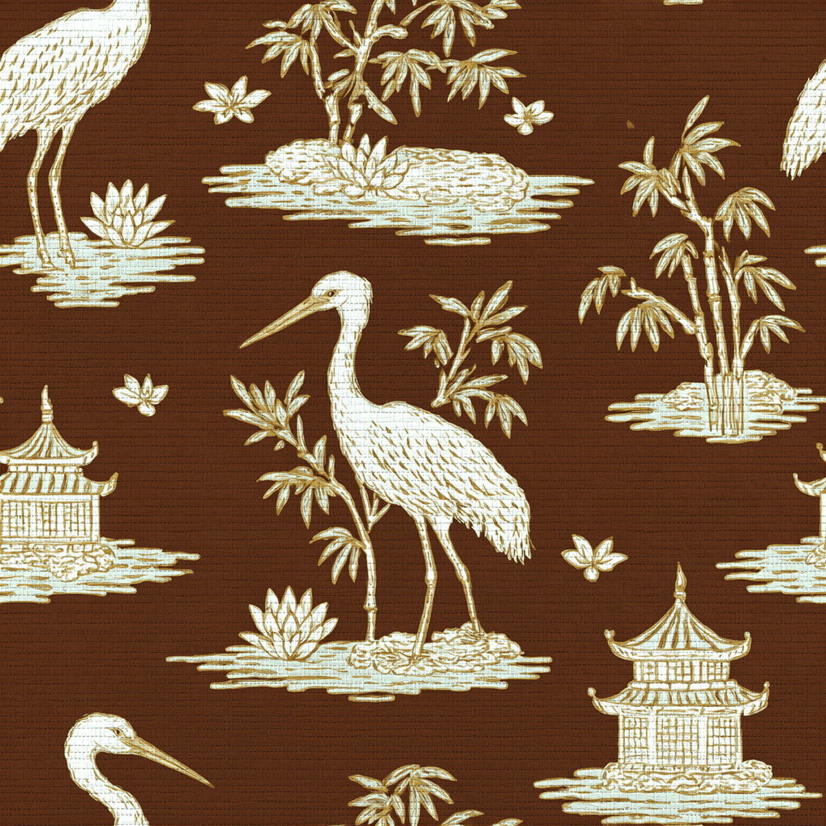 Sandhill Cranes Faux Grasscloth Wallpaper - Painted Paper