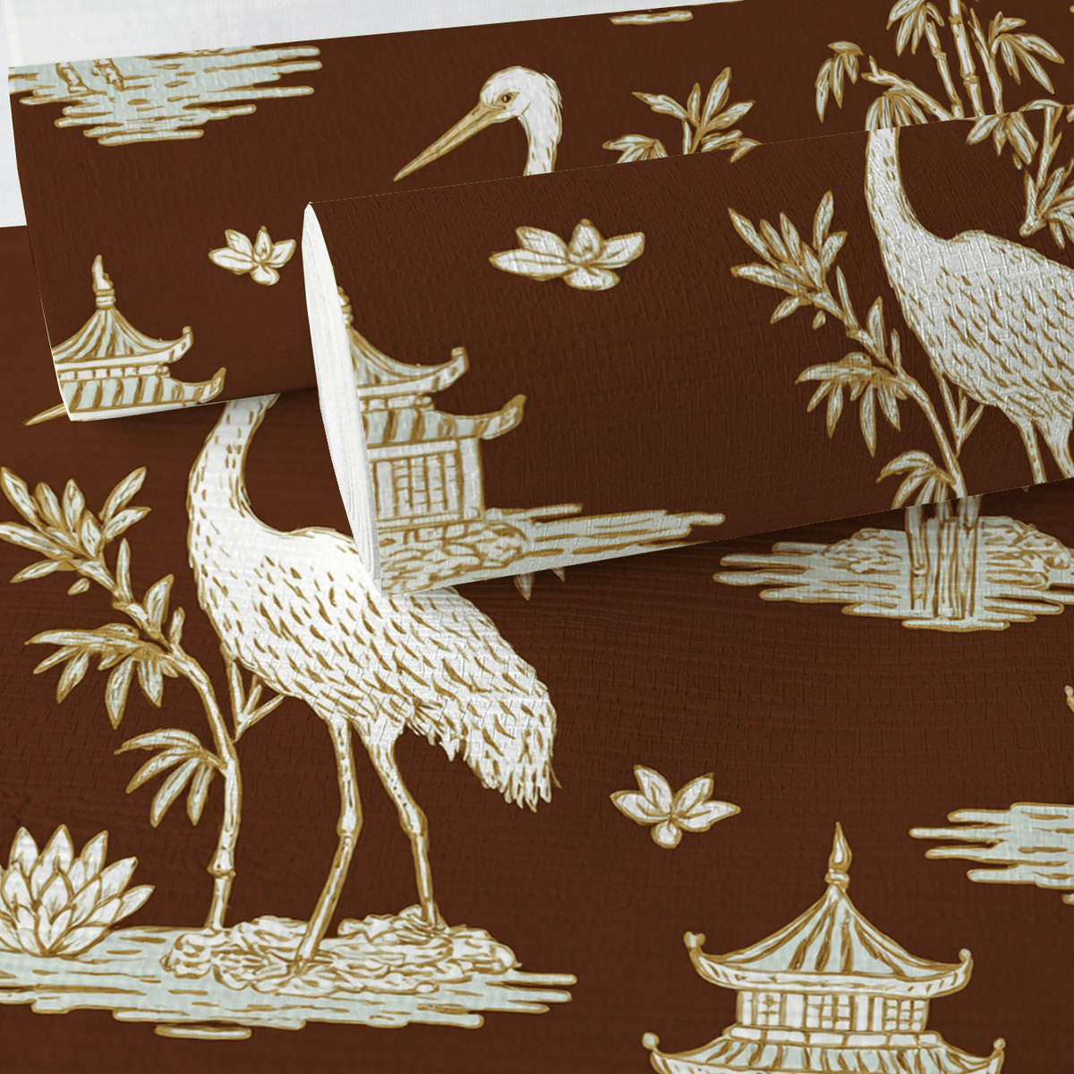 Sandhill Cranes Faux Grasscloth Wallpaper - Painted Paper