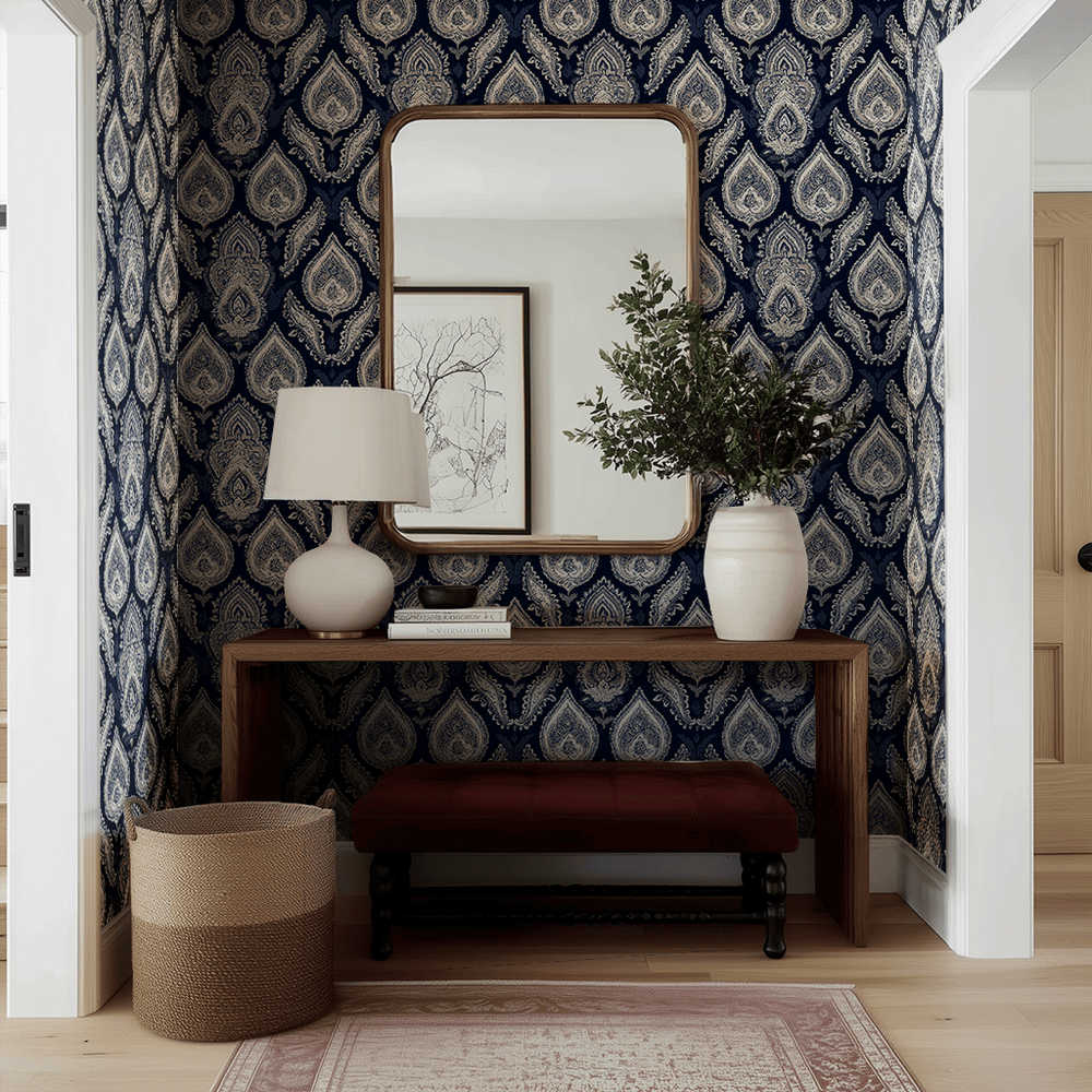 Sapphire Parlour Wallpaper - Painted Paper