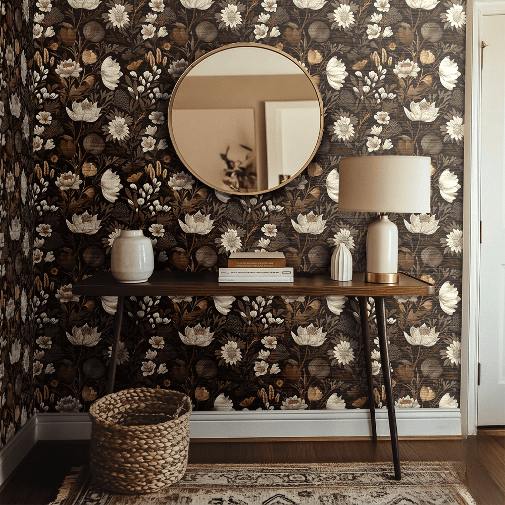 Sepia Sonata Faux Grasscloth Wallpaper - Painted Paper