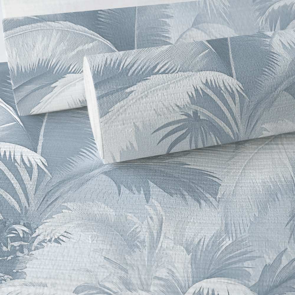 Serene Palm Faux Grasscloth Wallpaper - Painted Paper