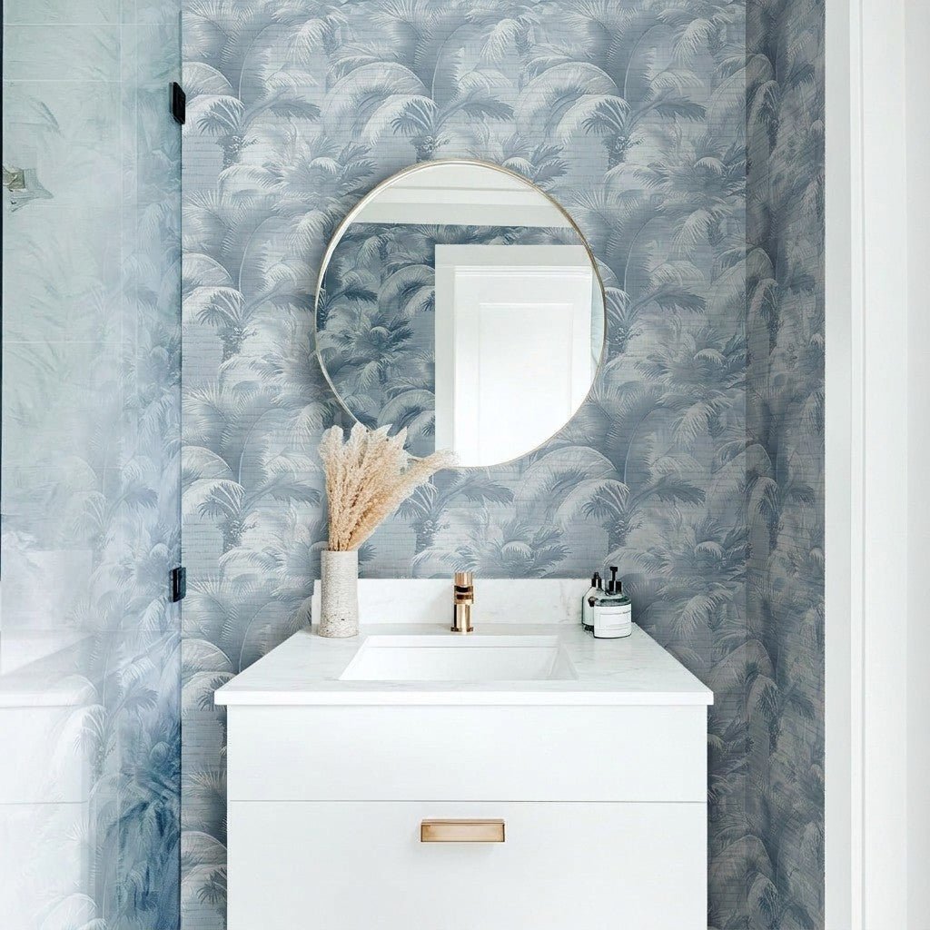Serene Palm Faux Grasscloth Wallpaper - Painted Paper