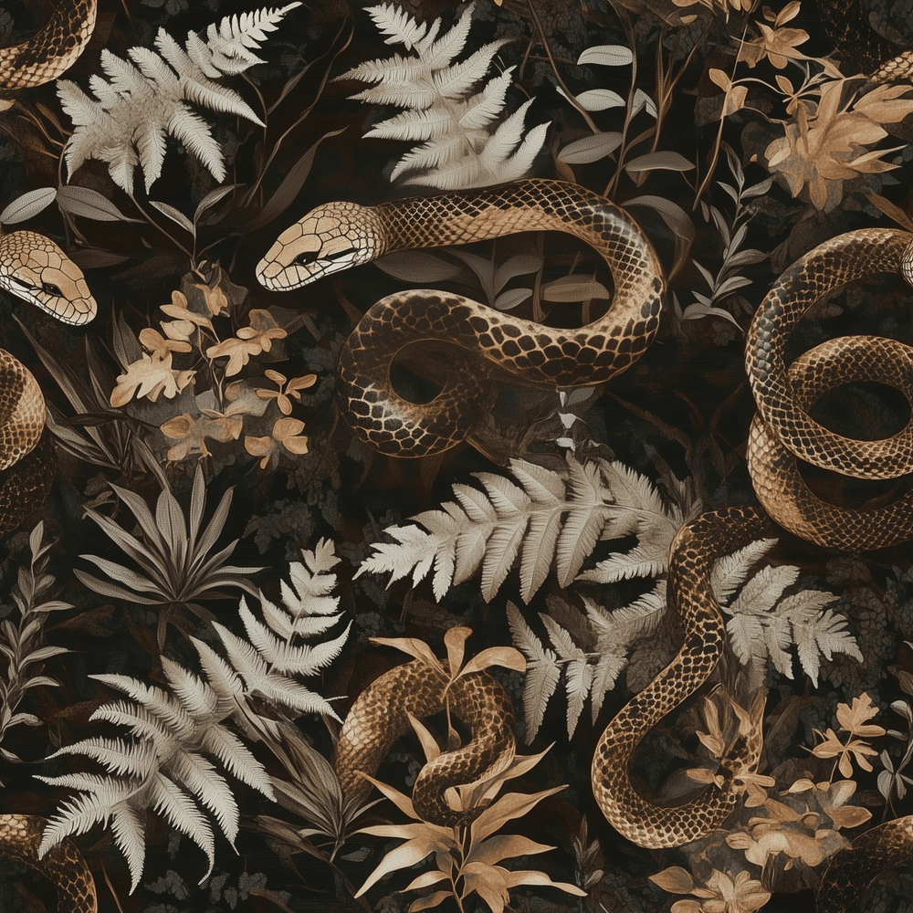 Serpent & Fern Wallpaper - Painted Paper
