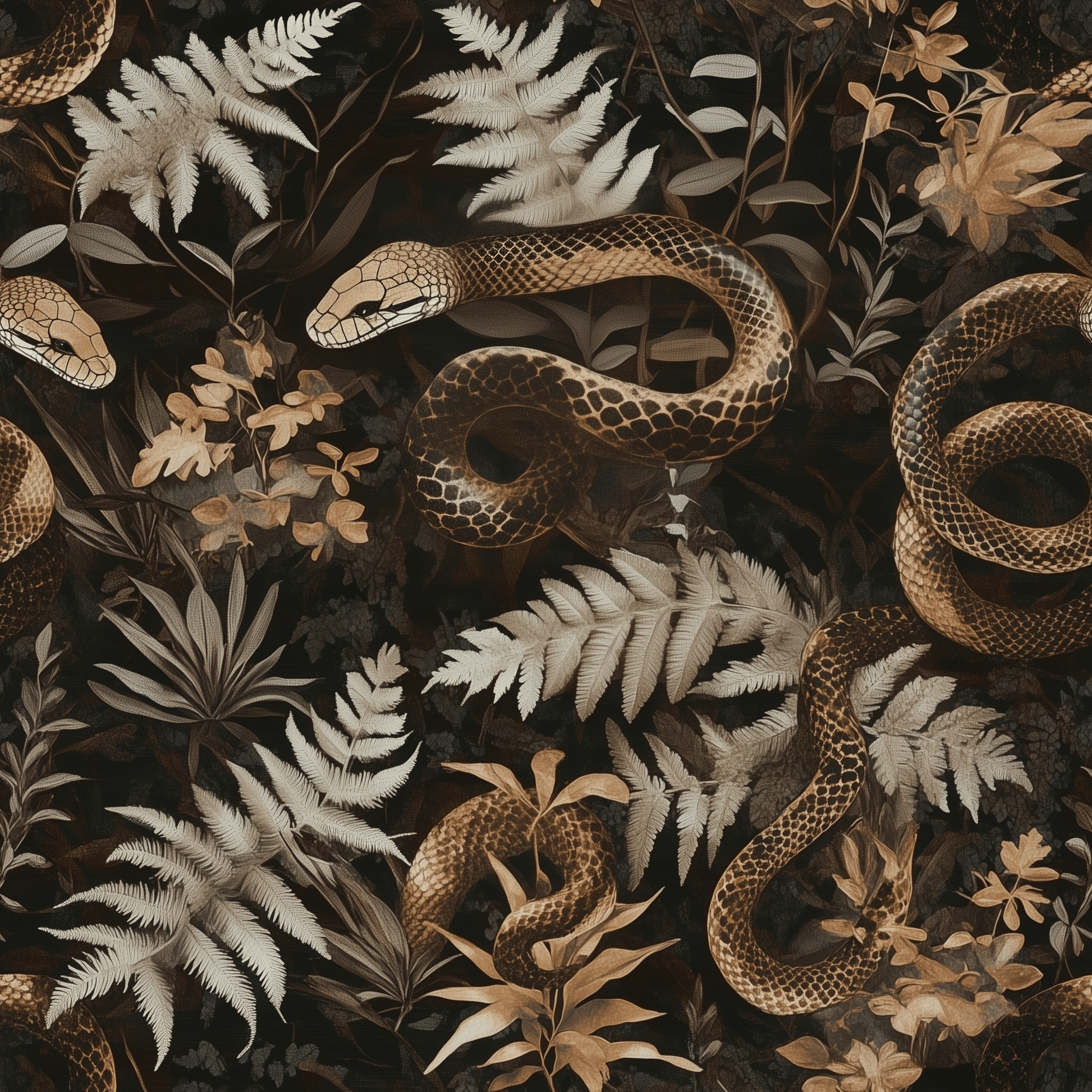 Serpent & Fern Wallpaper - Painted Paper