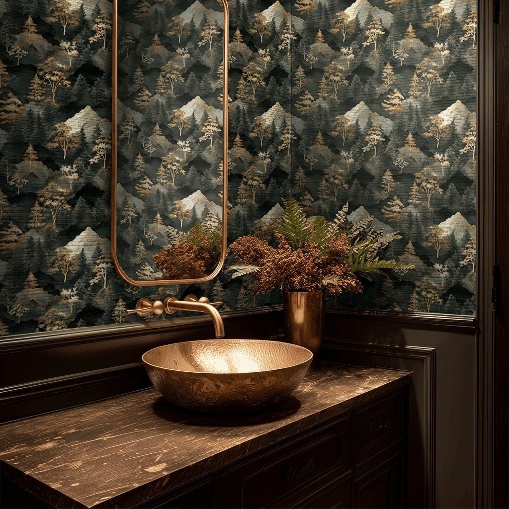 Shadow Pine Faux Grasscloth Wallpaper - Painted Paper