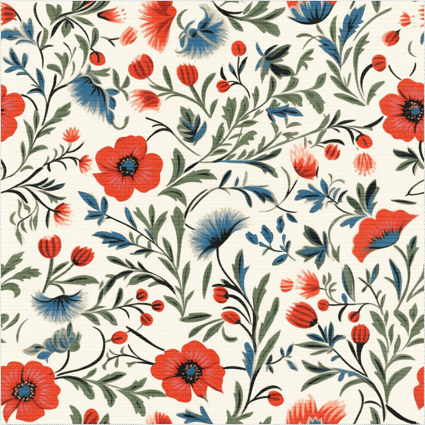 Shiloh Floral Faux Grasscloth Wallpaper - Painted Paper