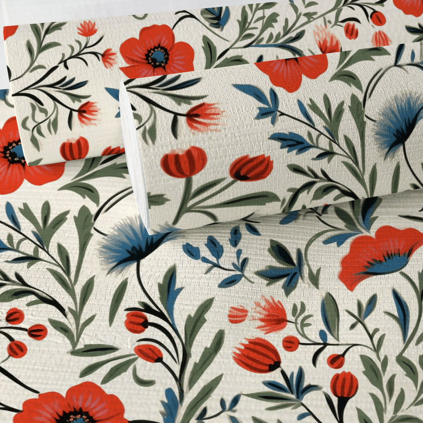 Shiloh Floral Faux Grasscloth Wallpaper - Painted Paper