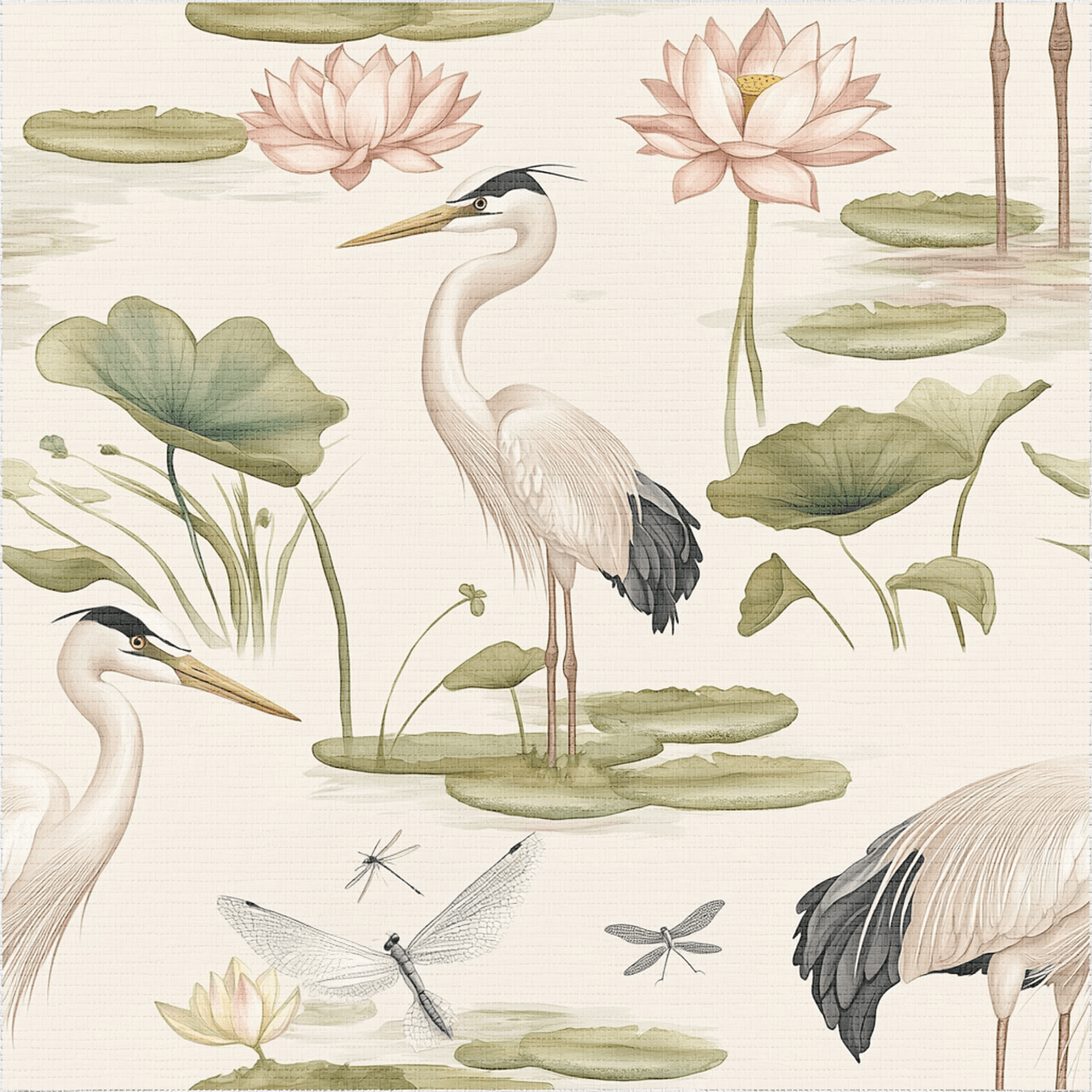 Silent Lilypond Faux Grasscloth Wallpaper - Painted Paper
