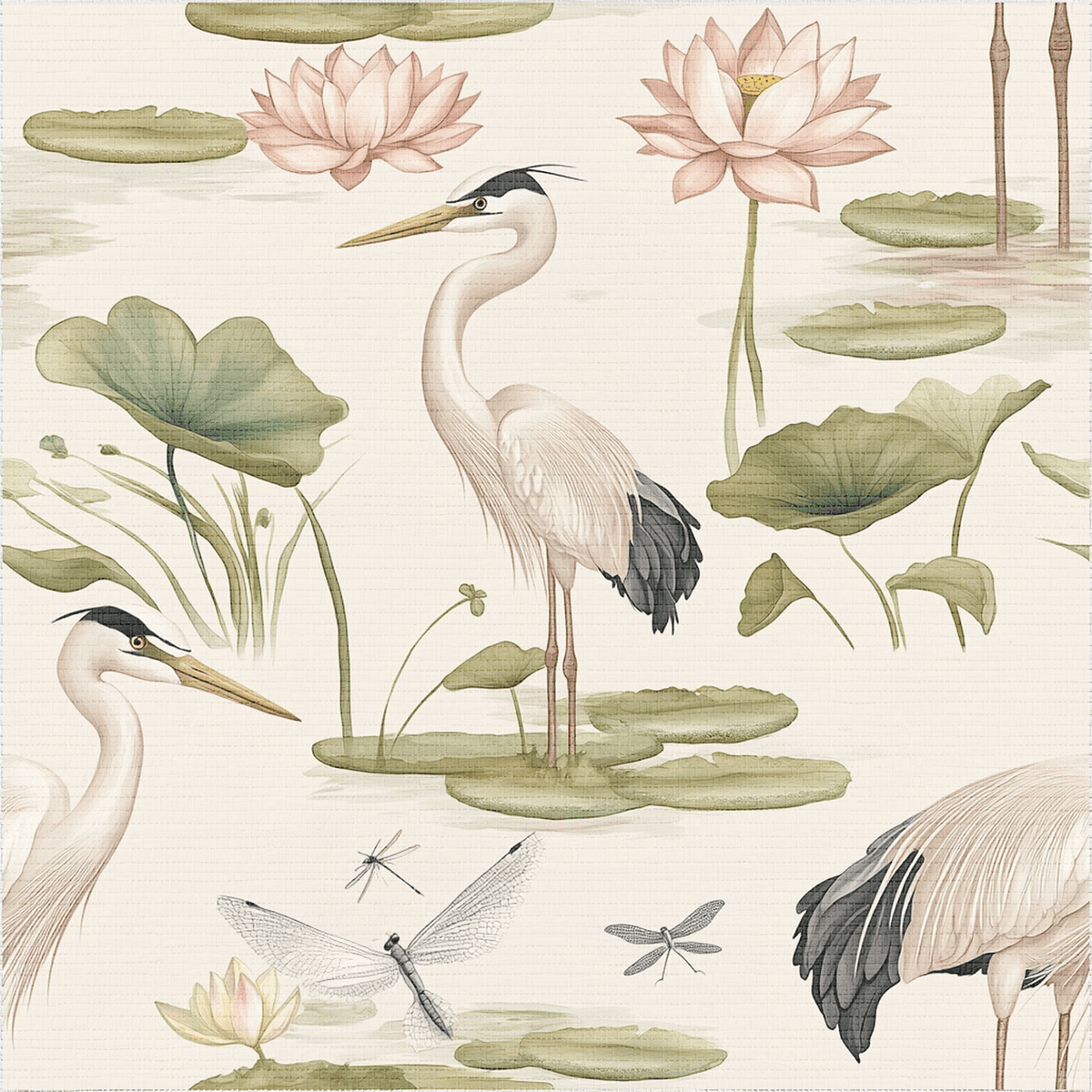 Silent Lilypond Faux Grasscloth Wallpaper - Painted Paper
